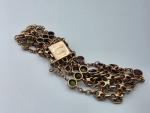Edwardian 9ct Rose Gold Bracelet with Peridot & Garnets