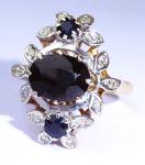 Art Deco 18ct Gold Sapphire Diamond Panel Ring