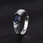 Blue Sapphire Marquise Cut Engagement Ring in 14K White Gold