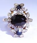 Art Deco 18ct Gold Sapphire Diamond Panel Ring