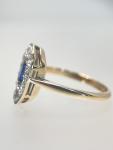 Gold and Platinum Diamond Sapphire Cluster Ring