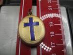 Victorian Blue Enamel Crucifix Locket Pendant