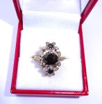 Art Deco 18ct Gold Sapphire Diamond Panel Ring