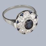 1960s Vintage Platinum Sapphire Diamond Cluster Ring