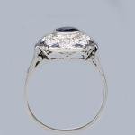 1960s Vintage Platinum Sapphire Diamond Cluster Ring