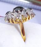 Art Deco 18ct Gold Sapphire Diamond Panel Ring