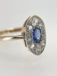 Gold and Platinum Diamond Sapphire Cluster Ring