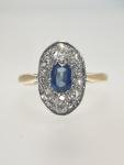 Gold and Platinum Diamond Sapphire Cluster Ring