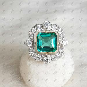 Art Deco 2.5 Ct Emerald Cut Engagement Ring