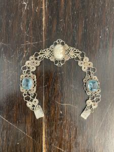 Italian Silver Antique Filigree Cameo Bracelet
