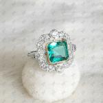 Art Deco 2.5 Ct Emerald Cut Engagement Ring
