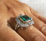 Art Deco 2.5 Ct Emerald Cut Engagement Ring