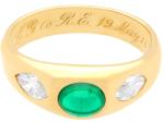 Victorian 22ct Gold Ring with Emerald & Diamond