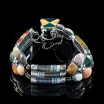 Victorian Scottish Agate Silver Padlock Bracelet