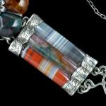 Victorian Scottish Agate Silver Padlock Bracelet