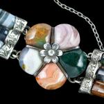 Victorian Scottish Agate Silver Padlock Bracelet