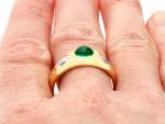 Victorian 22ct Gold Ring with Emerald & Diamond