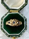Edwardian 18ct Gold Sapphire Diamond Gypsy Ring