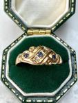 Edwardian 18ct Gold Sapphire Diamond Gypsy Ring