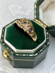 Edwardian 18ct Gold Sapphire Diamond Gypsy Ring