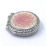 Pink Enamel Silver Locket with Guilloche Design