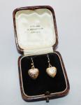 Antique 9ct Gold Engraved Puffy Heart Earrings