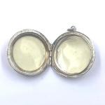 Pink Enamel Silver Locket with Guilloche Design