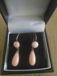 Edwardian 9ct Gold and Coral Drop Earrings