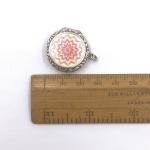 Pink Enamel Silver Locket with Guilloche Design