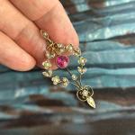 Edwardian Seed Pearl & Pink Glass Pendant