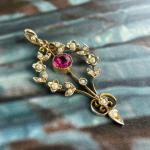 Edwardian Seed Pearl & Pink Glass Pendant