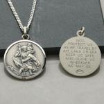 Antique Silver St Christopher Pendant with Chain