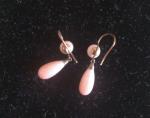 Edwardian 9ct Gold and Coral Drop Earrings
