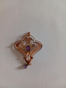 Art Nouveau Amethyst 9ct Gold Pendant