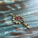 Edwardian Seed Pearl & Pink Glass Pendant