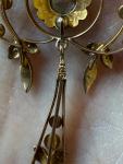 9ct Gold Aquamarine Seed Pearl Suffragette Pendant