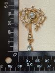 9ct Gold Aquamarine Seed Pearl Suffragette Pendant