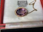 Vintage Gold Amethyst Brooch