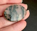 Victorian 9 Ct Gold Moss Agate Brooch