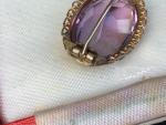 Vintage Gold Amethyst Brooch