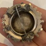 Victorian 1800s Flower Brooch with Safety Chain