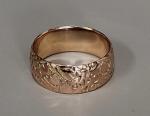 Antique 9ct Rose Gold Engraved Band Ring