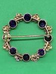 Vintage Gold Amethyst Seed Pearl Brooch