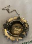 Victorian 1800s Flower Brooch with Safety Chain