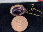 Vintage Gold Amethyst Brooch
