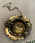 Victorian 1800s Flower Brooch with Safety Chain
