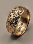 Antique 9ct Rose Gold Engraved Band Ring