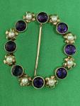 Vintage Gold Amethyst Seed Pearl Brooch