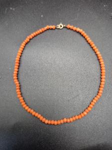 Unique Antique Pink Coral Bead Necklace with Gold Clasp