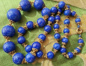 Vintage Blue Lapis Lazuli Beaded Necklace
